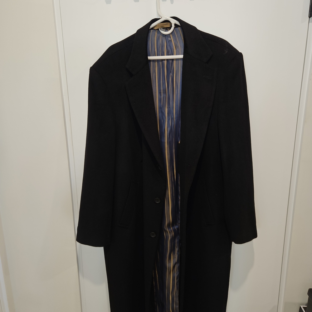 Black Long Coat with Striped Lining